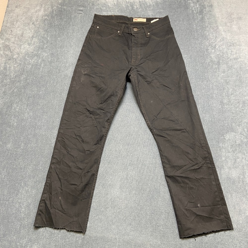 Wrangler Premium Quality Jeans Men 29x30 Black Denim Cotton Stretch Straight Leg